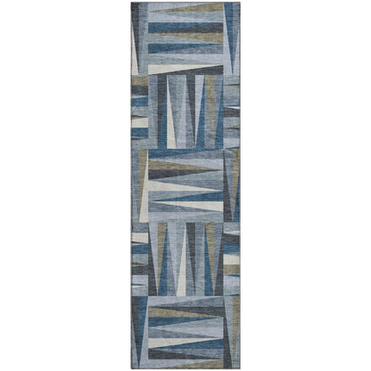 Premium Machine Washable Mayfield AMF1012 Denim 2'3" x 7'6" Runner Rug