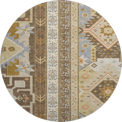 Premium Machine Washable Mayfield AMF1015 Brown 8' x 8' Round Rug