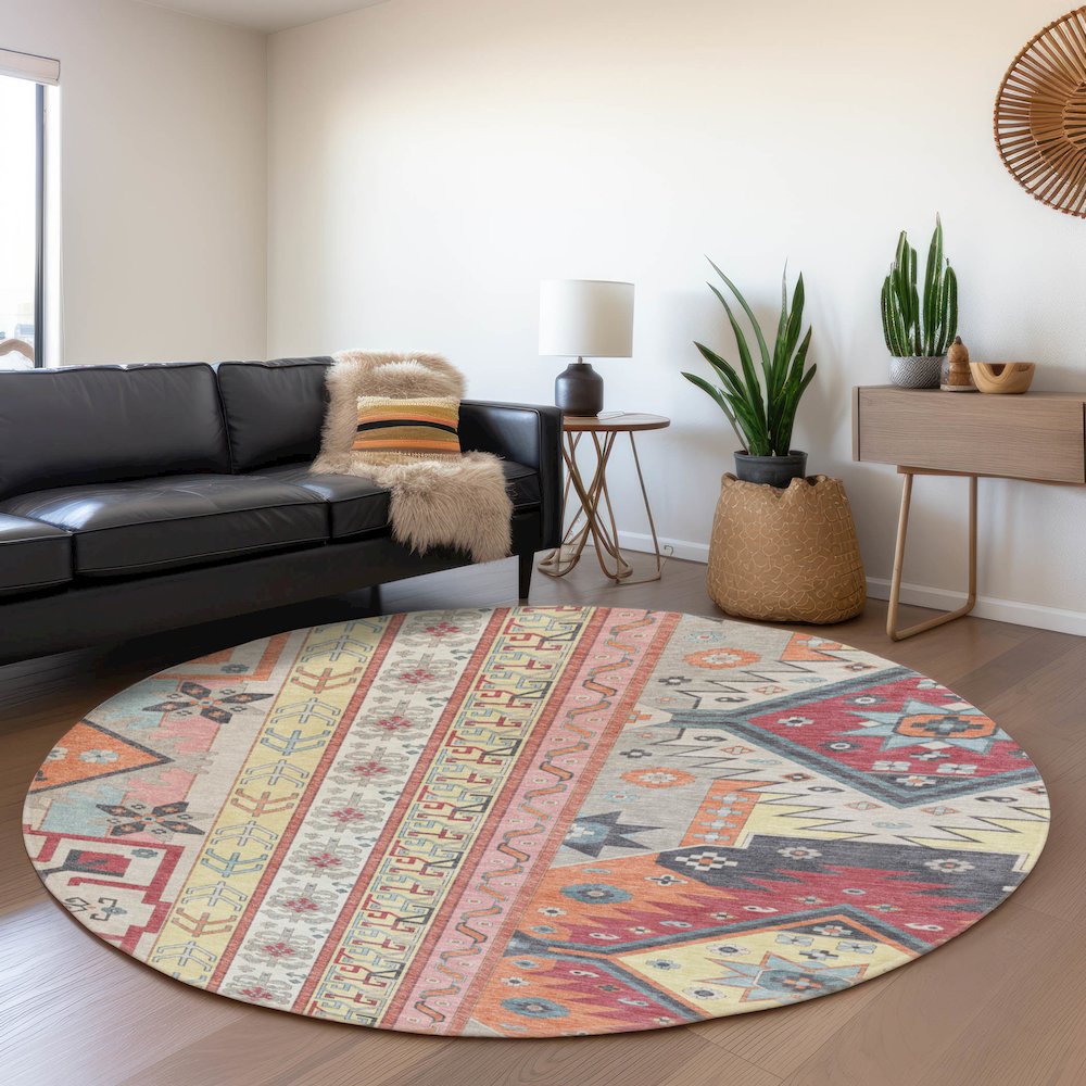 Premium Machine Washable Mayfield AMF1015 Linen 8' x 8' Round Rug