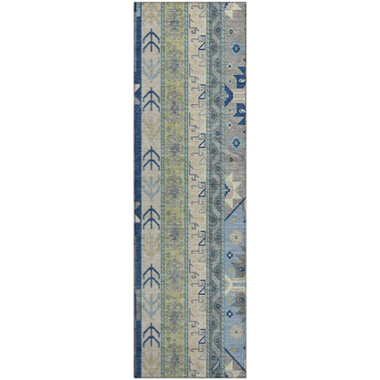 Premium Machine Washable Mayfield AMF1015 Navy 2'3" x 7'6" Runner Rug