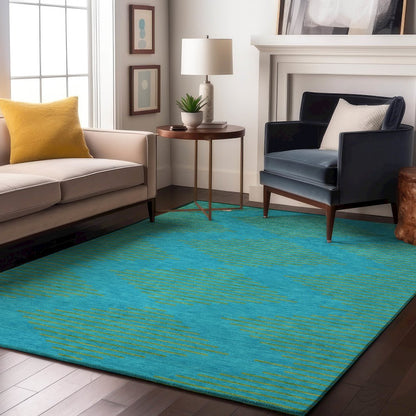 Premium Machine Washable Mayfield AMF1017 Aqua 2'6" x 3'10" Rug