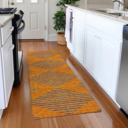 Premium Machine Washable Mayfield AMF1017 Orange 2'3" x 7'6" Runner Rug