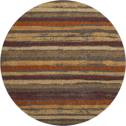 Premium Machine Washable Mayfield AMF1019 Chocolate 8' x 8' Round Rug