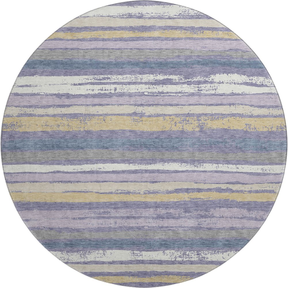 Premium Machine Washable Mayfield AMF1019 Purple 8' x 8' Round Rug