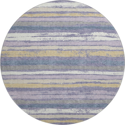 Premium Machine Washable Mayfield AMF1019 Purple 8' x 8' Round Rug