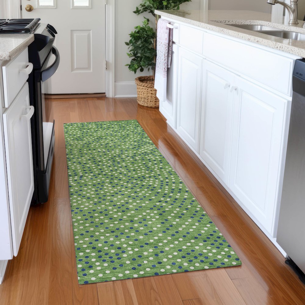 Premium Machine Washable Mayfield AMF1021 Green 2'3" x 7'6" Runner Rug
