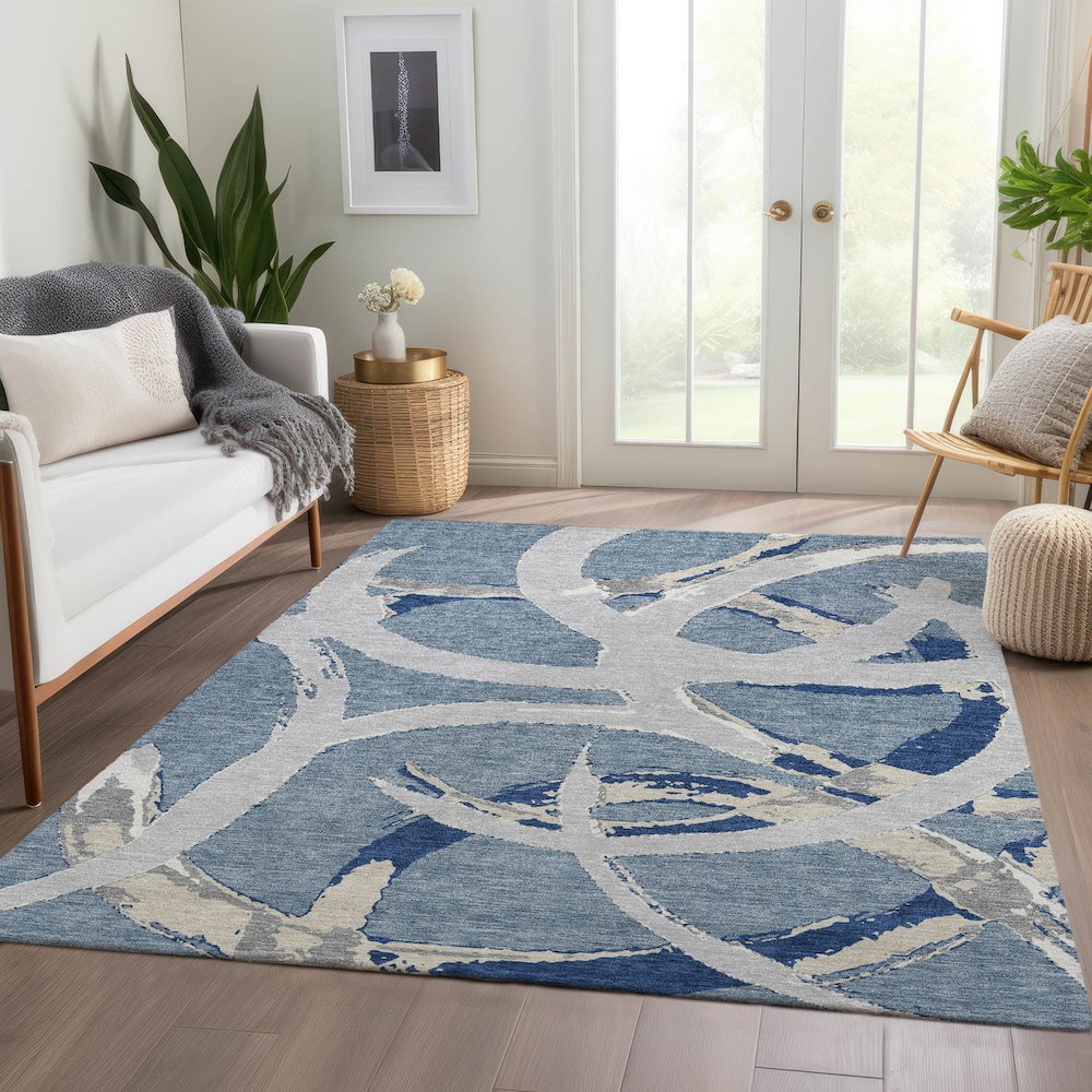 Premium Machine Washable Mayfield AMF1022 Denim 2'6" x 3'10" Rug