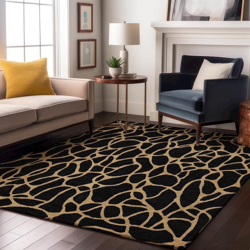Premium Machine Washable Mayfield AMF1023 Black 2'6" x 3'10" Rug
