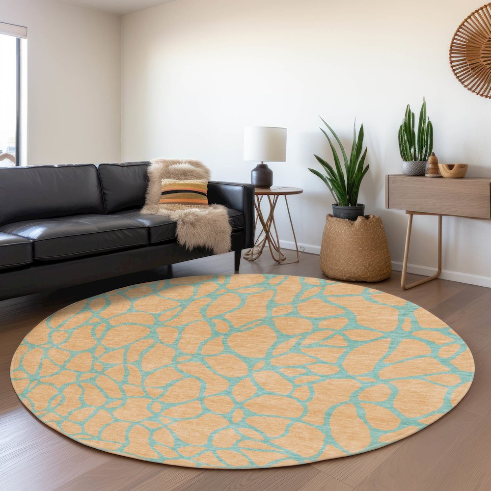 Premium Machine Washable Mayfield AMF1023 Mint 8' x 8' Round Rug