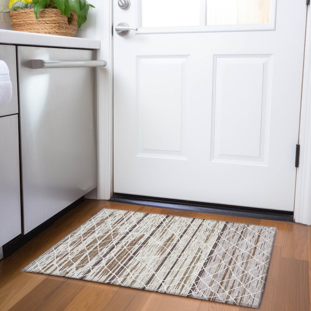 Premium Machine Washable Mayfield AMF1025 Beige 1'8" x 2'6" Rug