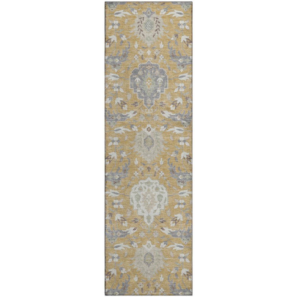 Premium Machine Washable Mayfield AMF1026 Gold 2'3" x 7'6" Runner Rug