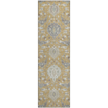 Premium Machine Washable Mayfield AMF1026 Gold 2'3" x 7'6" Runner Rug