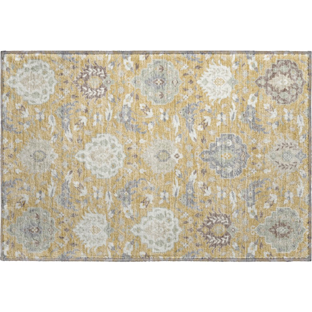 Premium Machine Washable Mayfield AMF1026 Gold 1'8" x 2'6" Rug