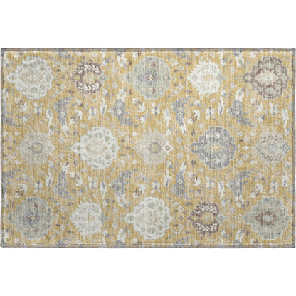 Premium Machine Washable Mayfield AMF1026 Gold 1'8" x 2'6" Rug