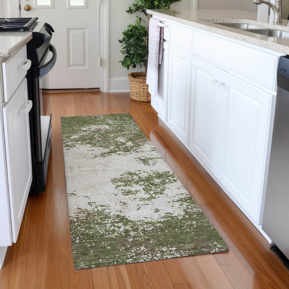 Premium Machine Washable Mayfield AMF1027 Olive 2'3" x 7'6" Runner Rug