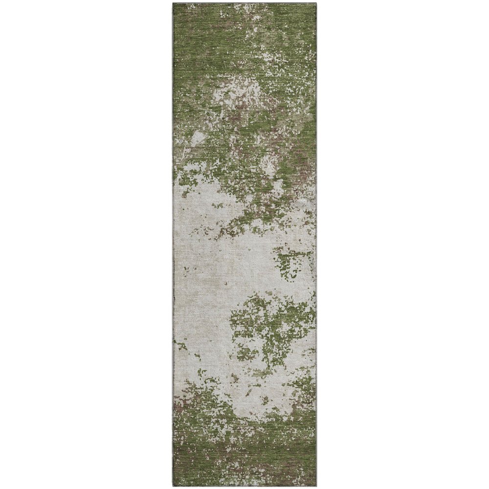 Premium Machine Washable Mayfield AMF1027 Olive 2'3" x 7'6" Runner Rug