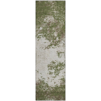 Premium Machine Washable Mayfield AMF1027 Olive 2'3" x 7'6" Runner Rug