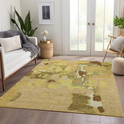 Premium Machine Washable Mayfield AMF1028 Gold 2'6" x 3'10" Rug
