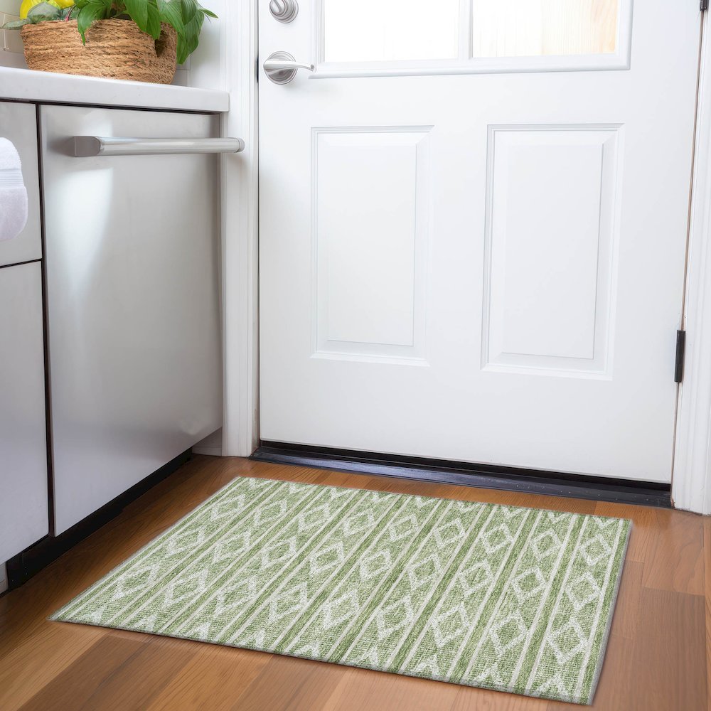 Premium Machine Washable Mayfield AMF1029 Green 1'8" x 2'6" Rug