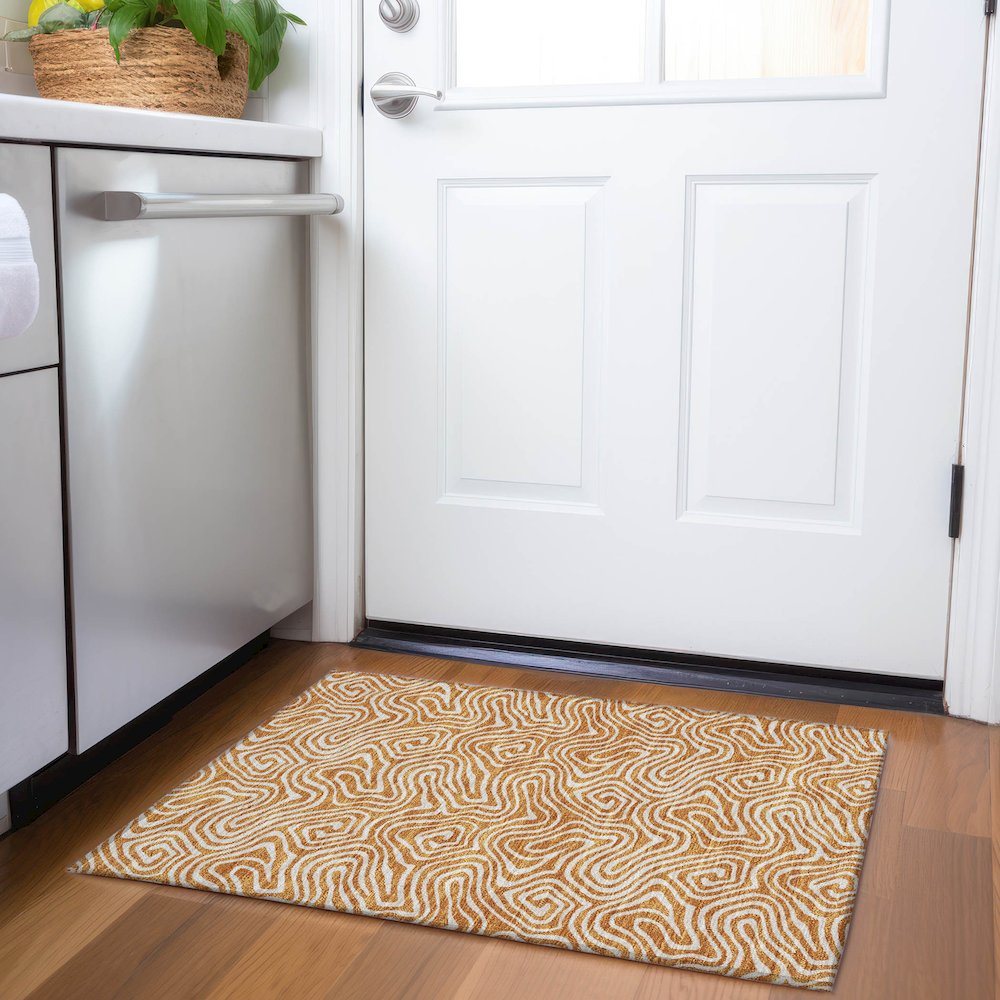 Premium Machine Washable Mayfield AMF1030 Paprika 1'8" x 2'6" Rug
