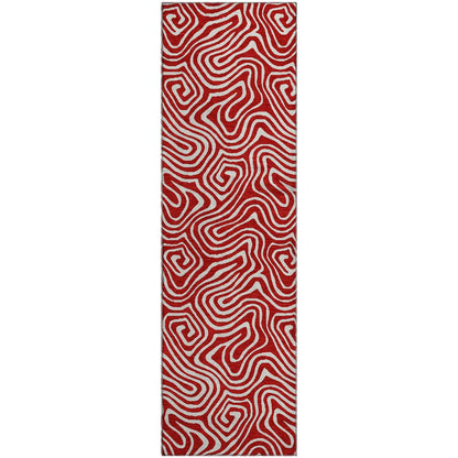 Premium Machine Washable Mayfield AMF1030 Red 2'3" x 7'6" Runner Rug