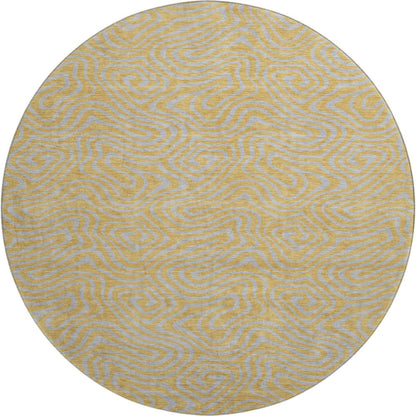 Premium Machine Washable Mayfield AMF1031 Gold 8' x 8' Round Rug