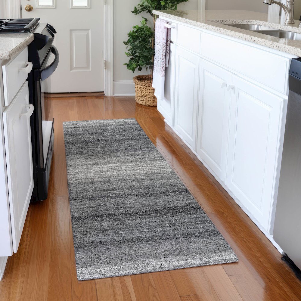 Premium Machine Washable Mayfield AMF1033 Gray 2'3" x 7'6" Runner Rug