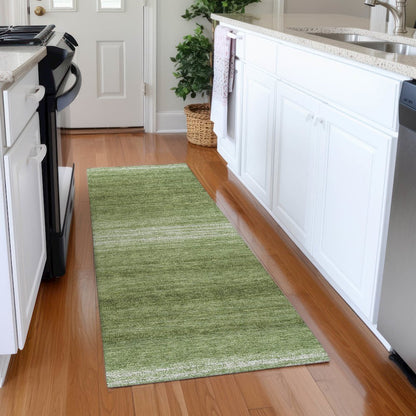 Premium Machine Washable Mayfield AMF1033 Green 2'3" x 7'6" Runner Rug