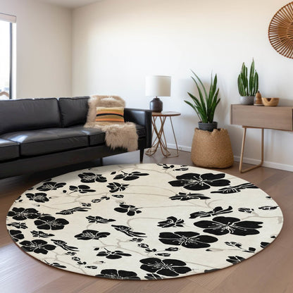 Premium Machine Washable Mayfield AMF1034 Ivory 8' x 8' Round Rug