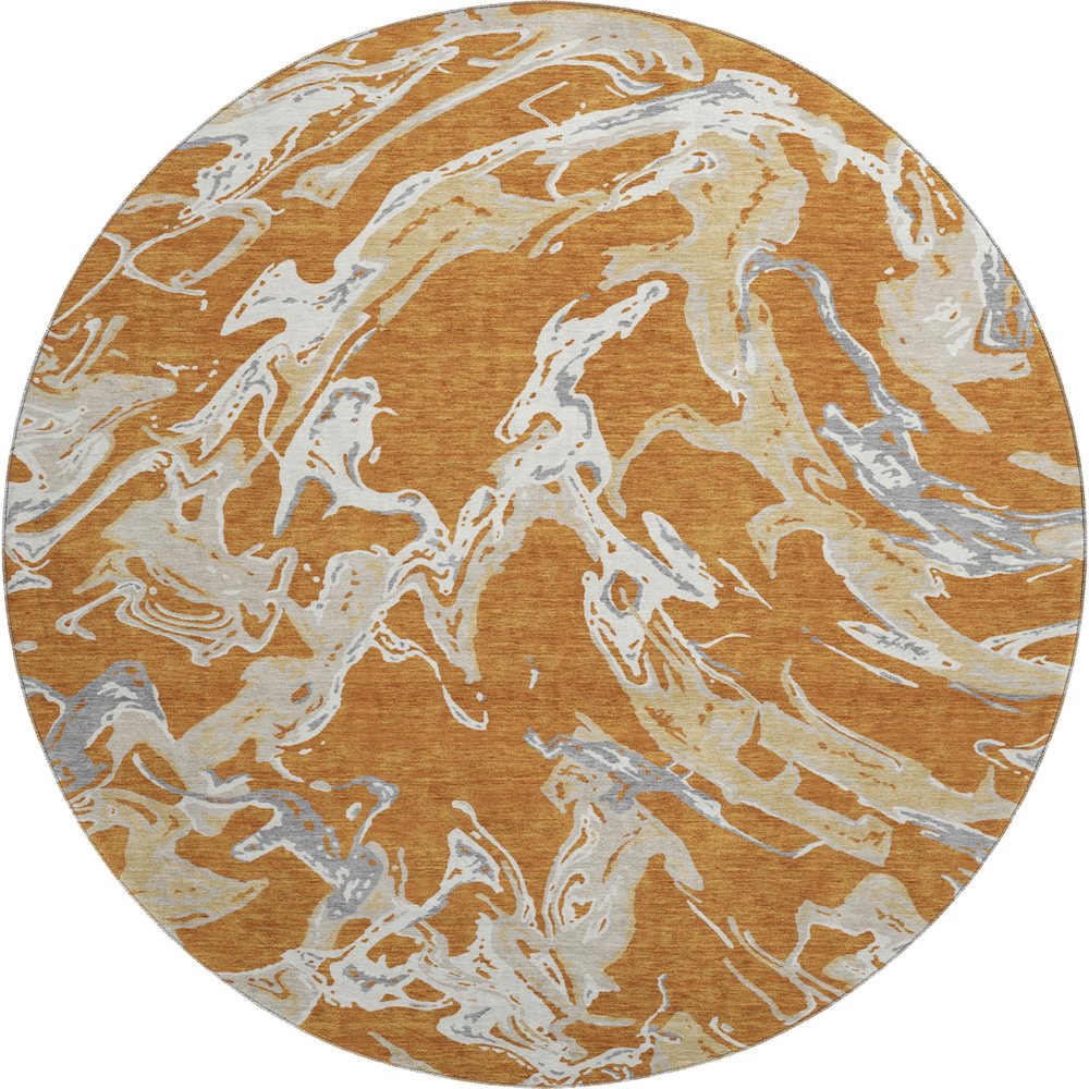 Premium Machine Washable Mayfield AMF1035 Copper 8' x 8' Round Rug