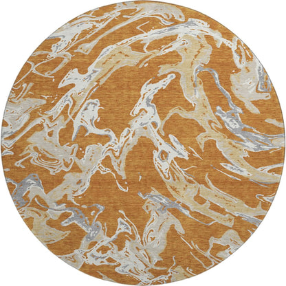 Premium Machine Washable Mayfield AMF1035 Copper 8' x 8' Round Rug