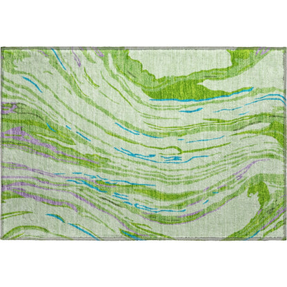 Premium Machine Washable Mayfield AMF1037 Green 1'8" x 2'6" Rug