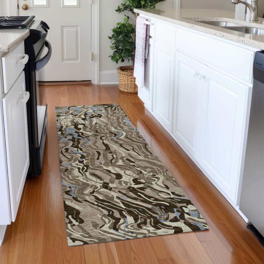 Premium Machine Washable Mayfield AMF1038 Taupe 2'3" x 7'6" Runner Rug