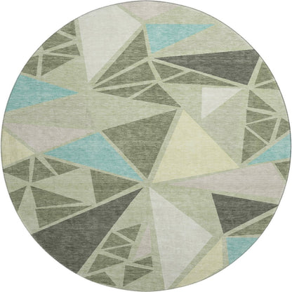 Premium Machine Washable Mayfield AMF1039 Aloe 8' x 8' Round Rug