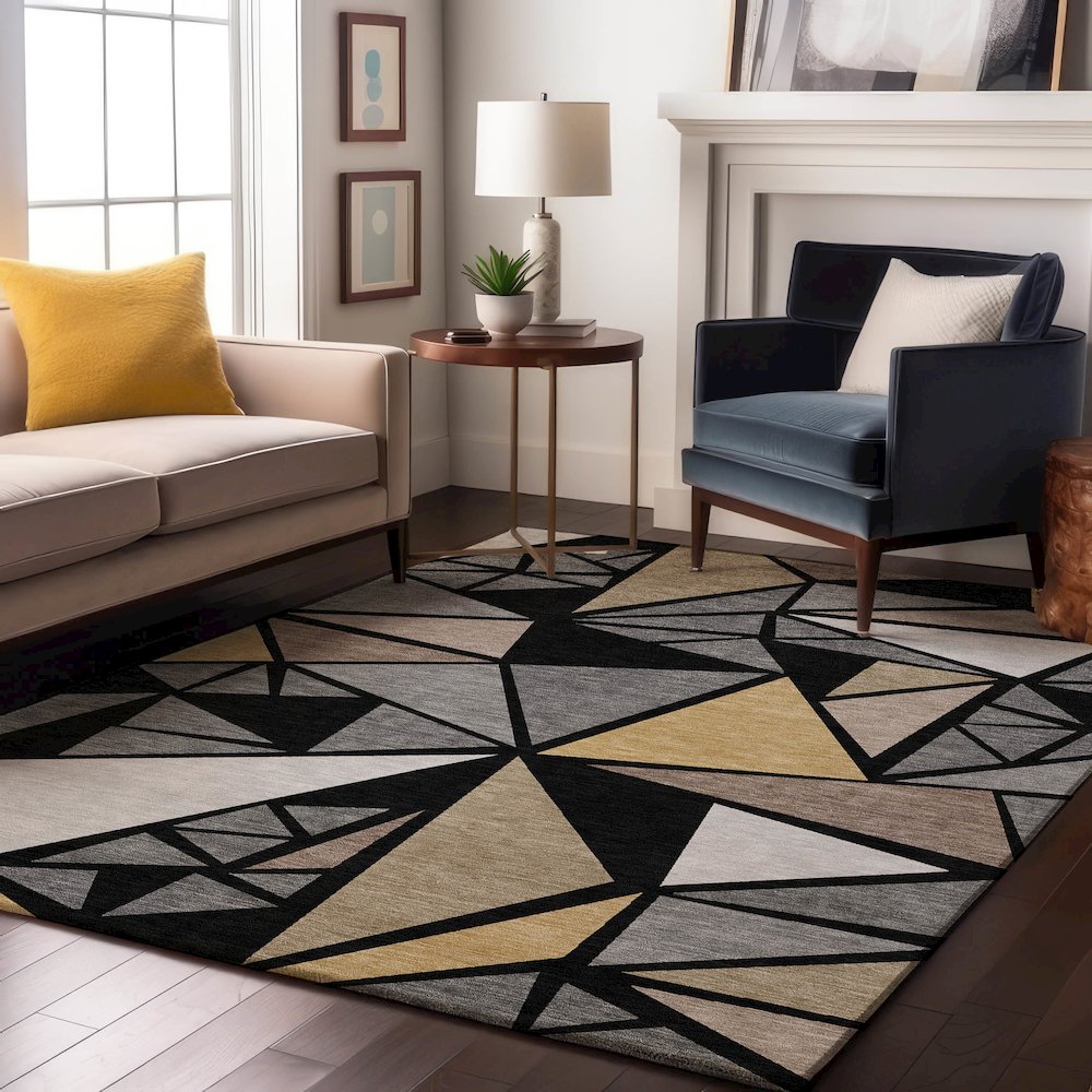 Premium Machine Washable Mayfield AMF1039 Black 2'6" x 3'10" Rug