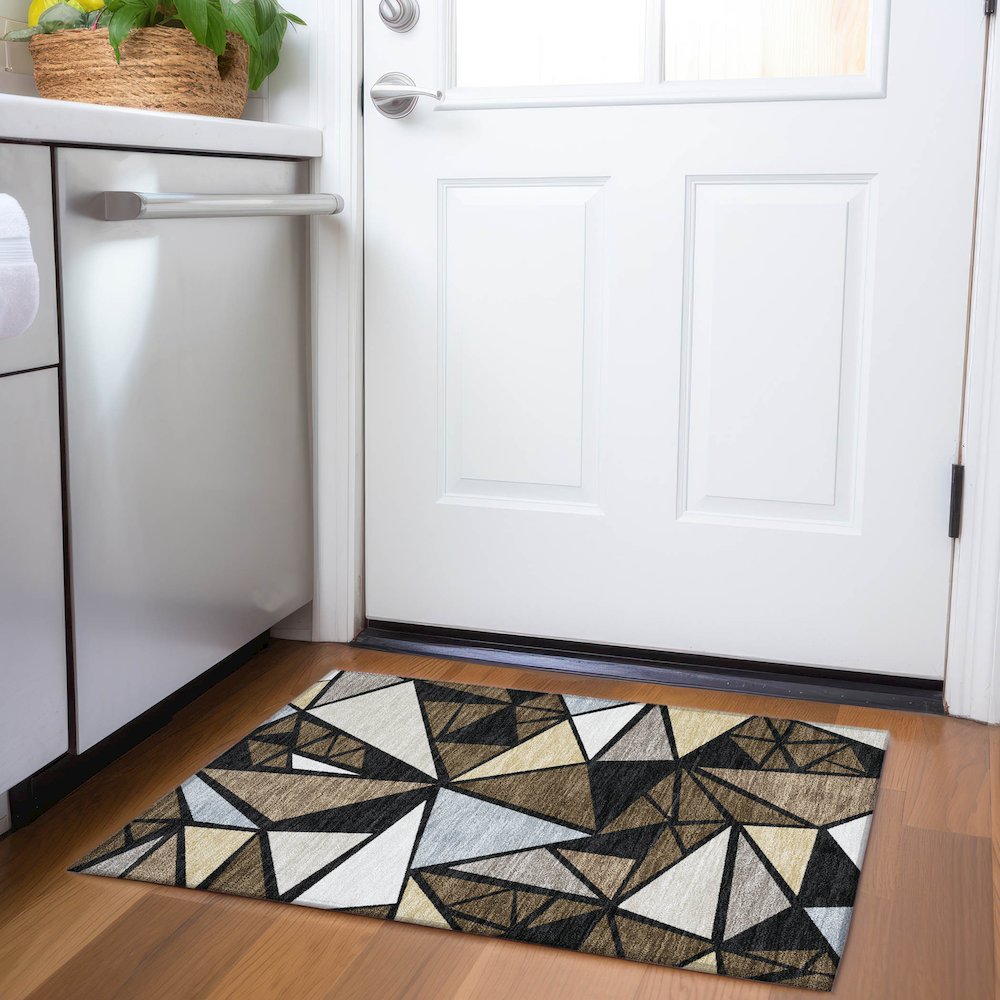 Premium Machine Washable Mayfield AMF1039 Brown 1'8" x 2'6" Rug