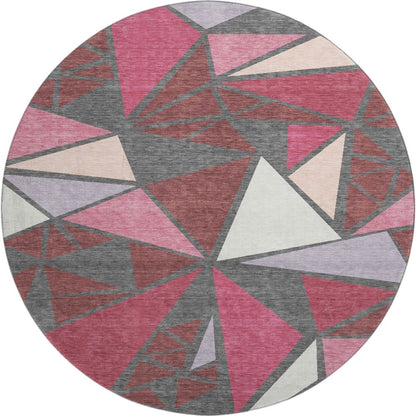 Premium Machine Washable Mayfield AMF1039 Burgundy 8' x 8' Round Rug