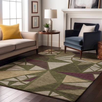 Premium Machine Washable Mayfield AMF1039 Olive 2'6" x 3'10" Rug
