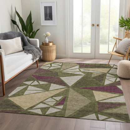Premium Machine Washable Mayfield AMF1039 Olive 2'6" x 3'10" Rug