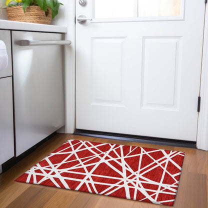 Premium Machine Washable Mayfield AMF1040 Red 1'8" x 2'6" Rug