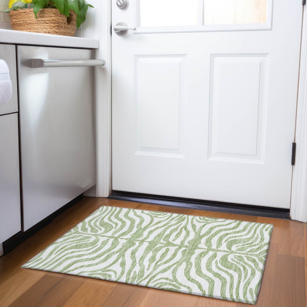 Premium Machine Washable Mayfield AMF1042 Aloe 1'8" x 2'6" Rug
