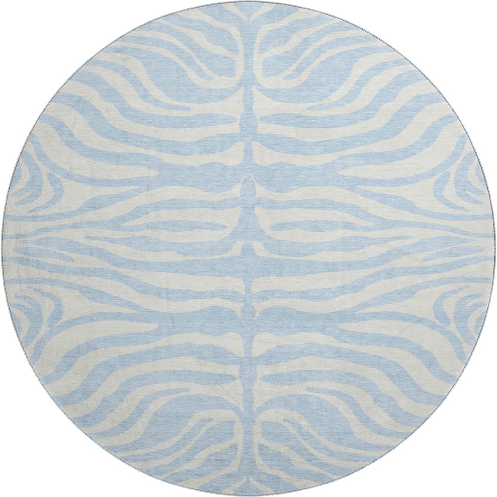 Premium Machine Washable Mayfield AMF1042 Sky 8' x 8' Round Rug
