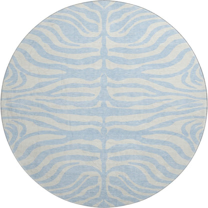 Premium Machine Washable Mayfield AMF1042 Sky 8' x 8' Round Rug