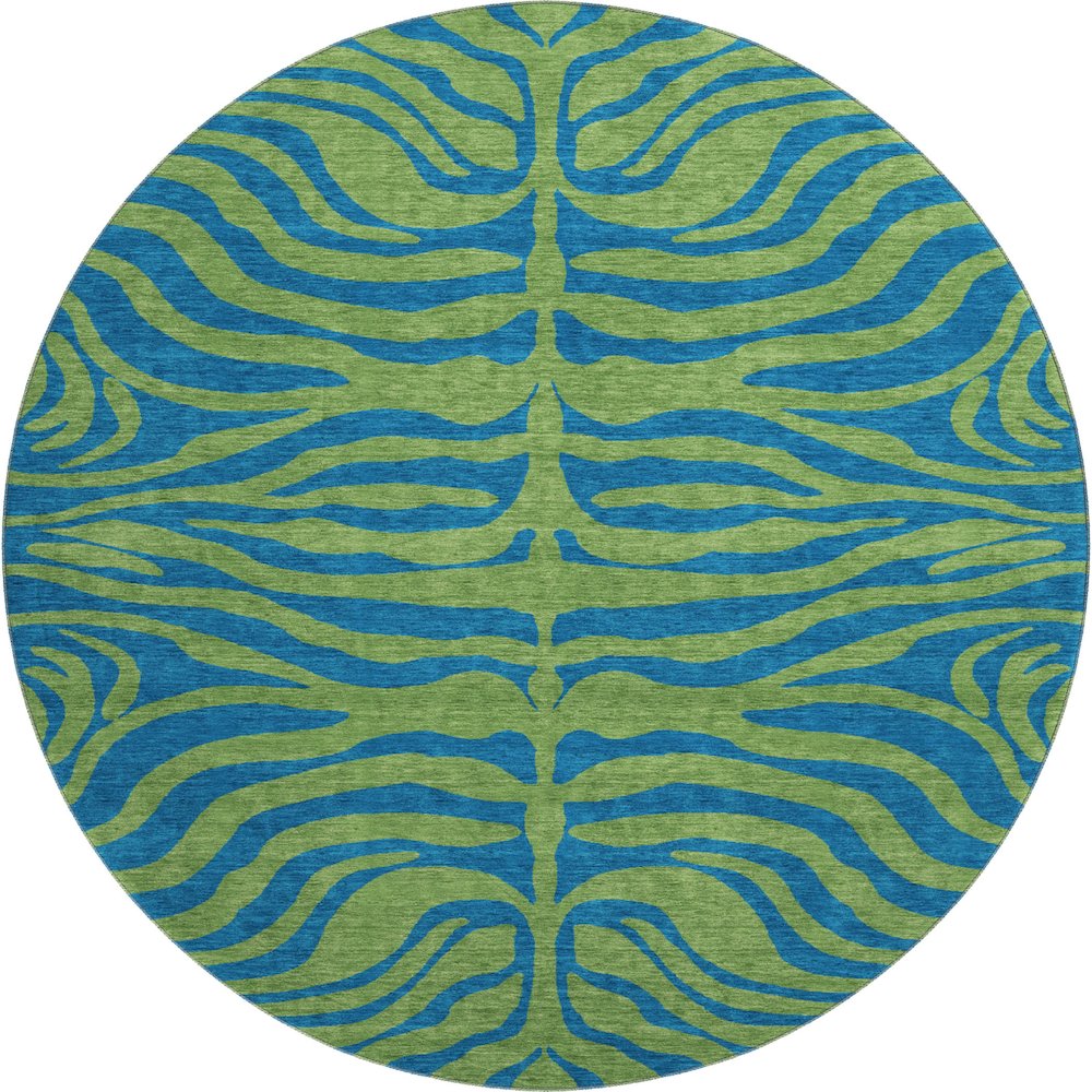 Premium Machine Washable Mayfield AMF1043 Green 8' x 8' Round Rug