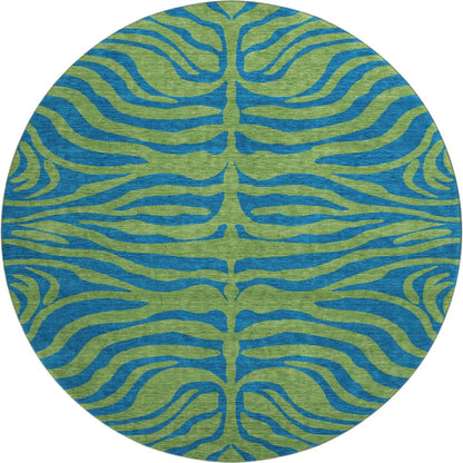 Premium Machine Washable Mayfield AMF1043 Green 8' x 8' Round Rug