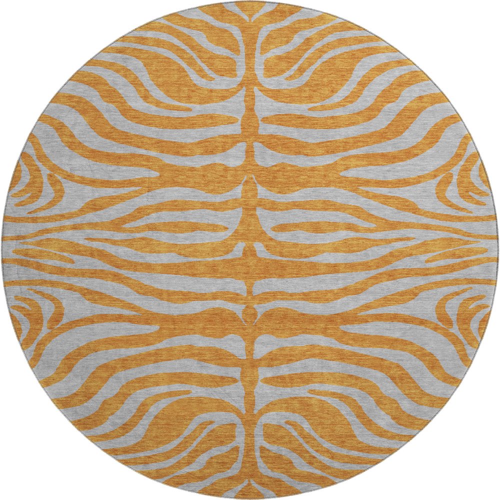 Premium Machine Washable Mayfield AMF1043 Orange 8' x 8' Round Rug