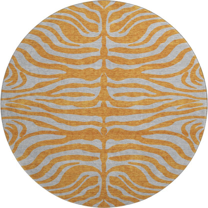 Premium Machine Washable Mayfield AMF1043 Orange 8' x 8' Round Rug