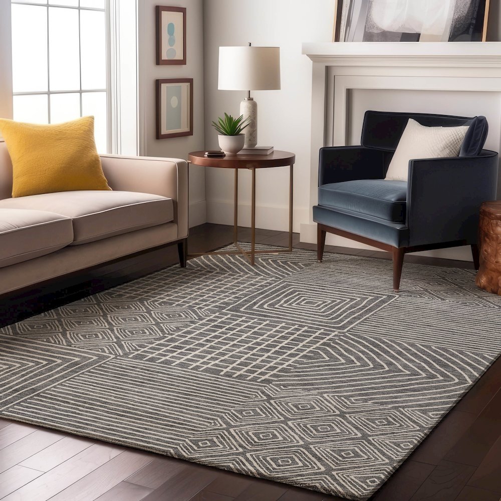Premium Machine Washable Mayfield AMF1044 Charcoal 2'6" x 3'10" Rug