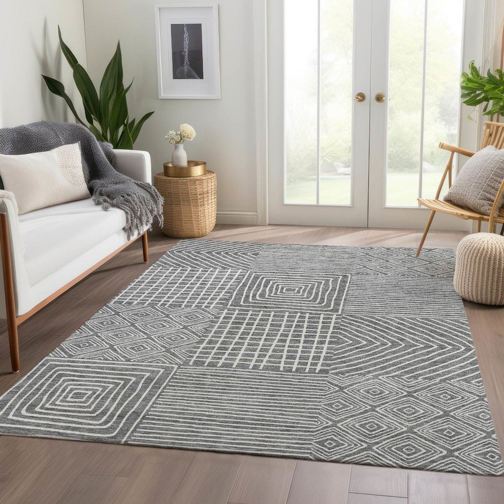 Premium Machine Washable Mayfield AMF1044 Charcoal 2'6" x 3'10" Rug