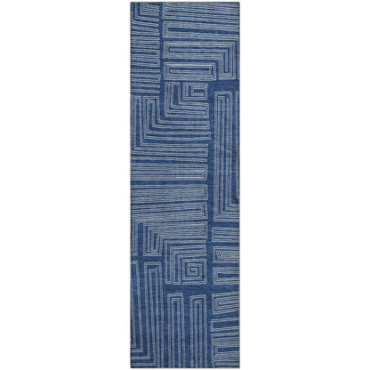 Premium Machine Washable Mayfield AMF1045 Navy 2'3" x 7'6" Runner Rug